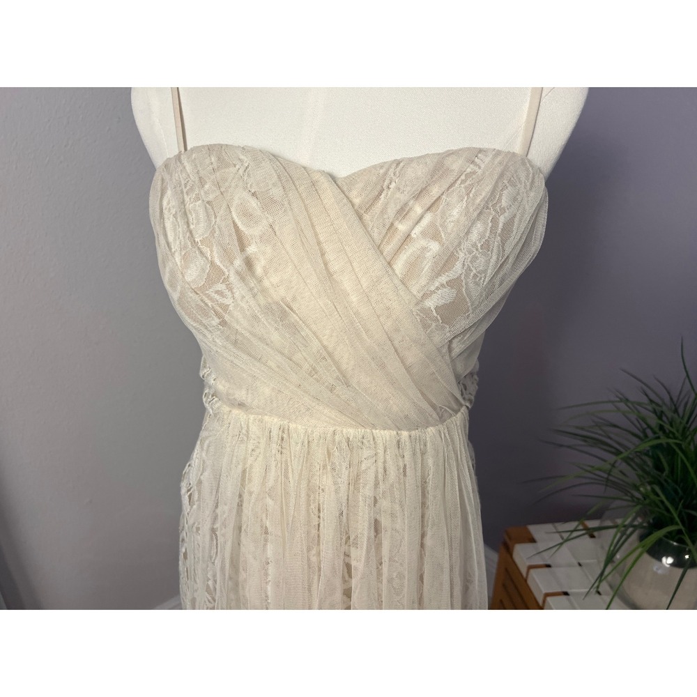 Ark & Co Ivory Lace Tulle Sweetheart Mini Dress Sz M Boho Bridal Cocktail - Picture 2 of 16